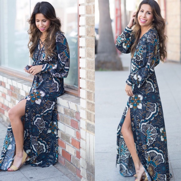 h&m maxi dress long sleeve